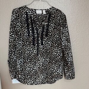 Chico's Black and Brown Leopard Print Blouse